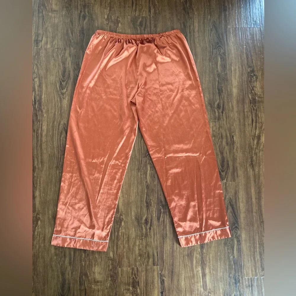 Satin Two-Piece Pajama Set in Rust